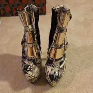 Gold and Black Women's Fashion Boots